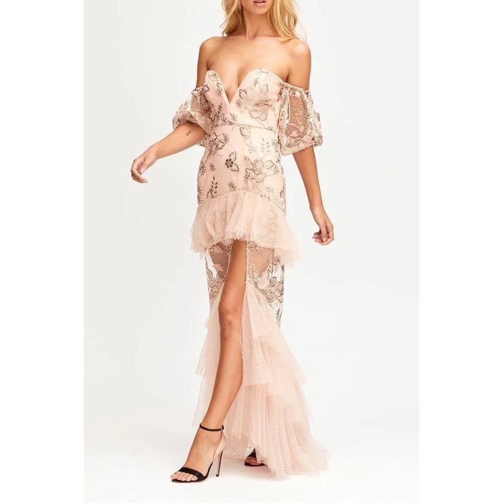 Alice McCall Sweet Little Mystery Gown Pink Tulle Embroidered Maxi Dress size 6